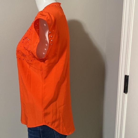 Veronica Beard Womens Silk Crepe Eyelet Sleeveless Top Shirt Red Size 4 - Picture 5 of 10